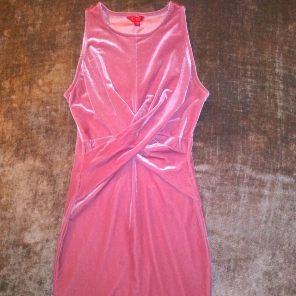 FINAL PRICE GUESS Velvet Pink Dress - Picture 1 of 4